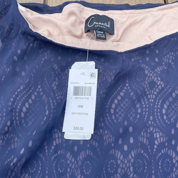 Connected Apparel Plus size dress shiffin overlay navy 20 W - Picture 7 of 8